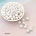 White ABS textured imitation pearl beads 10x9mm for DIY handmade jewelry crafting - Large Gyro / 20 Pieces Set