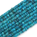 Perle Heishi in conchiglia naturale colorate blu per la creazione di gioielli fai-da-te - 1 Filo (Diametro 6mm, Foro 1mm, Lunghezza 38cm, Circa 190-200 pezzi) / Celeste