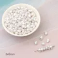 White irregular ABS imitation pearl loose beads, 8x6mm size for DIY jewelry making. - Semi-circle / 30 Pieces/Pack