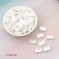 High-quality 17x9mm irregular white imitation pearl ABS beads for DIY jewelry crafting - Rectangle / 10 Pieces/Pack