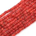 Perline Heishi in conchiglia rossa naturale per la creazione di gioielli e progetti di artigianato - 1 Filo (Diametro 6mm, Foro 1mm, Lunghezza 38cm, Circa 190-200 pezzi) / arancio-rosso