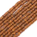 Perline distanziatrici a disco in conchiglia naturale per creazione di gioielli fai da te - 1 Filo (Diametro 6mm, Foro 1mm, Lunghezza 38cm, Circa 190-200 pezzi) / Marrone