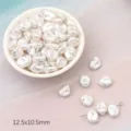 12.5x10.5mm irregular white ABS faux pearl beads for jewelry DIY - Lentil / 20 Pieces/Pack