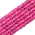 Perline Heishi in conchiglia naturale fucsia per la creazione di gioielli e braccialetti - 1 Filo (Diametro 8mm, Foro 1mm, Lunghezza 38cm, Circa 180-190 pezzi) / Rosso rosa