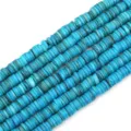 Perle distanziatrici heishi in conchiglia naturale tinto turchese per creazione gioielli - 1 Filo (Diametro 8mm, Foro 1mm, Lunghezza 38cm, Circa 180-190 pezzi) / Celeste