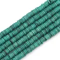 Perle distanziatrici heishi in conchiglia naturale tinta verde per gioielli DIY - 1 Filo (Diametro 8mm, Foro 1mm, Lunghezza 38cm, Circa 180-190 pezzi) / Verde malachite