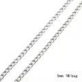 Cadena de eslabones plateada de 5mm para joyería DIY, 1 metro por bolsa de plástico - 1.4 Curb Chain / 5mm (1m/Paquete) / Blanco K/Plata