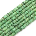 Perline distanziali a disco in conchiglia verde naturale per collane e bracciali fai da te - 1 Filo (Diametro 8mm, Foro 1mm, Lunghezza 38cm, Circa 180-190 pezzi) / Verde chiaro