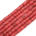 Fili di perle Heishi in conchiglia naturale rosse per la creazione di gioielli fai-da-te - 1 Filo (Diametro 8mm, Foro 1mm, Lunghezza 38cm, Circa 180-190 pezzi) / arancio-rosso