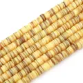 Fili di perle Heishi in conchiglia naturale crema e marrone per la creazione di gioielli - 1 Filo (Diametro 8mm, Foro 1mm, Lunghezza 38cm, Circa 180-190 pezzi) / Giallo