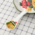 Cuillère en céramique japonaise mignonne avec motif chat peint à la main pour enfants - Zodiaque chinois / Cuillères Tigre (2 Pièces)
