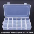 Boîte de rangement en plastique transparent 18 compartiments pour bijoux et perles - 18-Grilles Rectangle Transparent / 1 Pièce