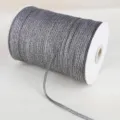Close-up detail of silver glitter metallic ribbon for crafts and DIY hair accessories - 4mm 20 Yards Pack / Dark Gray