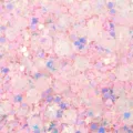 Mix of iridescent pink and lavender glitter sequins in heart, star, and round shapes - 20g Pack / Pink Mixed Style