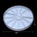 Vista dettagliata della scatola circolare in plastica, diametro 8cm e altezza 1cm - Stile Tondo a Dodici Spazi / 1 Pezzo / Trasparente