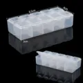 Dettaglio delle scatole portaoggetti in plastica trasparente a 7 e 10 scomparti. - Rettangolo Piccolo a 10 Griglie / 1 Pezzo