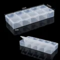 Vista dettagliata della scatola portaoggetti trasparente a 10 scomparti, 13x5,5x2cm - Rettangolo a 10 Griglie / 1 Pezzo