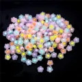 Perles de fleurs en acrylique mat colorées pour accessoires de cheveux - Diamètre 12mm / 50 Pièces / Fleur Multicolore Dépolie