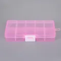 Caja de almacenamiento de plástico rosa translúcido con 10 compartimentos para joyas - Paquete de 10 compartimentos / Rosa (Cierre Blanco)