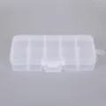 Transparent 10-compartment plastic jewelry storage box for beads and small earrings - 10-Compartment Pack / Clear