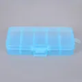 Blue 10-compartment transparent plastic storage box for jewelry, earrings, beads - 10-Compartment Pack / Blue