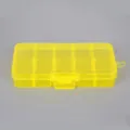 Bright yellow 10-grid transparent plastic organizer box for jewelry and beads - 10-Compartment Pack / Yellow