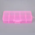 Pink translucent plastic jewelry organizer box with 10 internal grids for beads and studs - 10-Compartment Pack / Pink