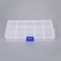 Transparent 15-grid plastic storage box for jewelry and beads with blue latch - 15 Grids / Transparent (Blue Buckle)