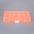 15-compartment orange translucent plastic organizer box for jewelry and beads - 15 Grids / Orange (White Buckle)