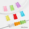 Detalle de dijes de ositos de acrílico coloridos para joyería DIY, 20x13mm - Agujero Vertical (BSD477) / 20x13mm (10 Pzs/Paquete)