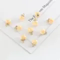 15mm yellow star sequin filled glass ball charms for DIY jewelry making - 10 Pieces/Pack / Apricot Star Sequin