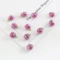 15mm transparent glass ball pendants with pink star sequins for DIY jewelry making - 10 Pieces/Pack / Purple Star Sequin