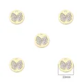 10mm gold-plated round pendant with rhinestone butterfly for DIY jewelry making - Bow (10mm) / 10mm (2 Pieces/Pack) / Gold