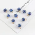 15mm transparent glass ball charms with blue star sequins and gold hooks - 10 Pieces/Pack / Royal Blue Star Sequin
