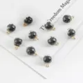 15mm transparent glass ball charms filled with black sequins for DIY jewelry making - 10 Pieces/Pack / Black Round Sequin