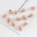 Handmade 15mm clear glass globe charms with rose gold glitter sequins for DIY jewelry making - 10 Pieces/Pack / Champagne Round Sequins