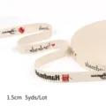 1.5cm wide printed cotton ribbon 5 yards for DIY handmade hair accessories and crafts - Handwritten Text Style (Style 2) / 1.5cm Wide 5 Yards Pack