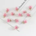 15mm transparent glass ball charms filled with pink star sequins for DIY jewelry making. - 10 Pieces/Pack / Pink Round Sequins