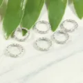 Six silver textured twisted iron jump rings for DIY jewelry making and earrings connection - Diameter 12mm x ID 9mm (50 Pieces/Pack) / White K