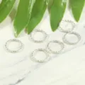 Silver-colored twist textured open rings for DIY handmade jewelry making accessories - Diameter 15mm x ID 12mm (50 Pieces/Pack) / White K
