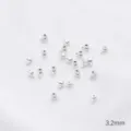 Pequeñas cuentas redondas de plata de 3,2 mm para joyería y accesorios artesanales DIY - Chafa / 1 Pieza/Paquete / Plateado