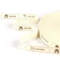 1.5cm wide beige printed cotton ribbon featuring Hand Made text and motifs for DIY crafts - Handmade Girl Sewing Style (Style 14) / 1.5cm Wide 5 Yards Pack