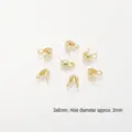 Terminales para perlas dorados para bisutería DIY, 3x6 mm con apertura de 2 mm piezas - Hebilla / Paquete de 10 / Chapado en oro 14K