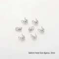Terminales de bola tipo concha en metal plateado 3x6mm para creación de joyas hechas a mano DIY - Hebilla / Paquete de 10 / Oro blanco