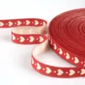 High-quality red heart printed cotton ribbon 1.5cm width for DIY handmade hair accessories - Red with White Heart & Dot Style (款式三十二) / 1.5cm Wide 5 Yards Pack