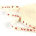 1.5cm width Christmas cotton ribbon with red X-MAS and stars print for DIY crafts - Christmas Letters and Star Style (Style 33) / 1.5cm Wide 5 Yards Pack