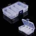 Scatola trasparente a 7 scomparti per gioielli e perline, dimensioni 10,5x6,5x2,3 cm. - Rettangolo a 8 Griglie / 1 Pezzo