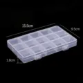 Scatola di plastica trasparente a 15 scomparti per gioielli e perline, 15,5x9,5x1,8cm - Scatola di Immagazzinaggio a 15 Griglie a Scomparti Fissi / 1 Pezzo (15.5x9.5x1.8cm)