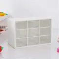 Organizer da scrivania bianco a 9 cassetti trasparenti per piccoli gioielli e perline - Scatola di Immagazzinaggio a Cassetto a 9 Griglie / 1 Pezzo (18x9.8x12cm)