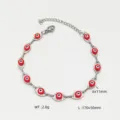 Dettaglio del bracciale con occhio del diavolo rosso in acciaio con peso e dimensioni - 45+5cm / Rosso